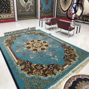 فرش آبی طرح گیسو اطلسی