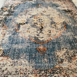 فرش پتینه 12 متری آبی کهنه نما