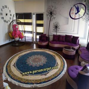 فرش ماشینی گرد آبی کاربنی