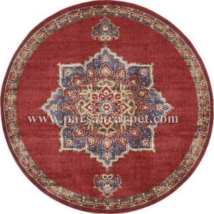 فرش دایره سنتی 700 شانه طرح پتینه قرمز