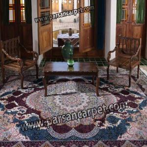 فرش هزار شانه ده رنگ آبی کاربنی