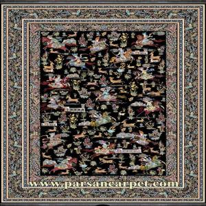 فرش 1200 شانه طرح صیاد سرمه ای