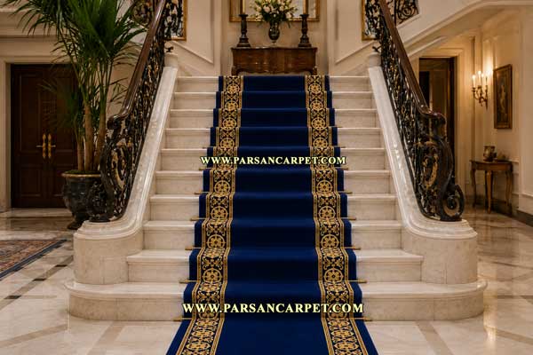 فرش تشریفاتی آبی کاربنی